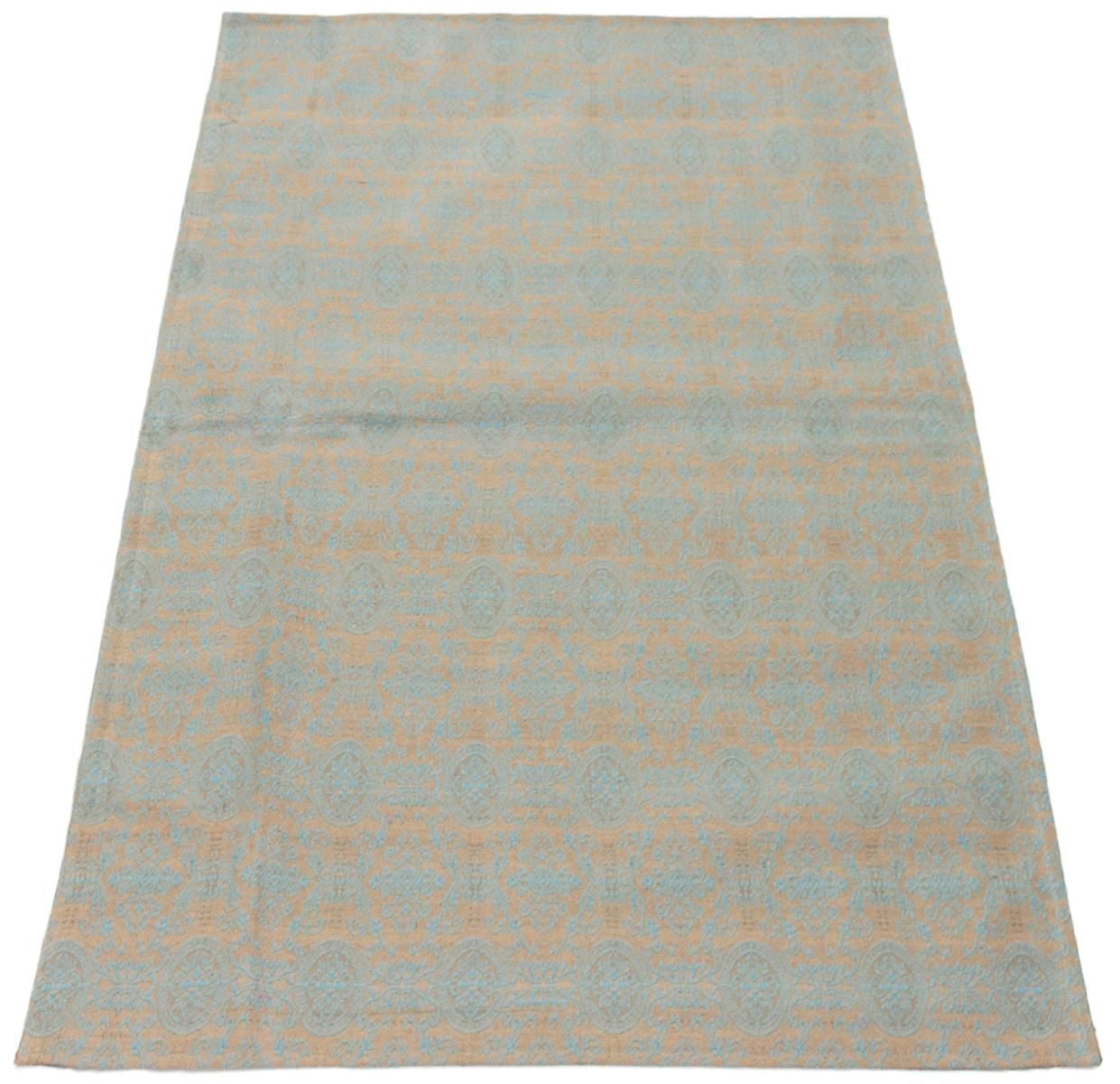 ECARPETGALLERY 4'9" x 6'9" Contemporary Collage Handmade Area Rug for Living Room, Dining Room and Bedroom in Blue