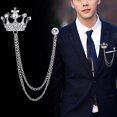thumbnail image 5 of Broches para hombre 2 piezas TANGJMXG Broche de cadena colgante con forma de corona dorado y plateado, 5 of 5