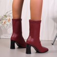 thumbnail image 5 of Mid Calf Boots Women Square Toe Chunky Heel Dress Shoes For Women Winter Warm Boots with Side Zipper Indoor Outdoor Daily Wear, 5 of 10