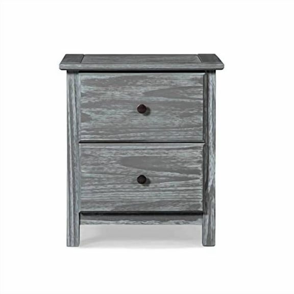 Grain Wood Furniture Greenport 2-Drawer Bedroom Nightstand, Solid Wood with Brushed Grey Finish