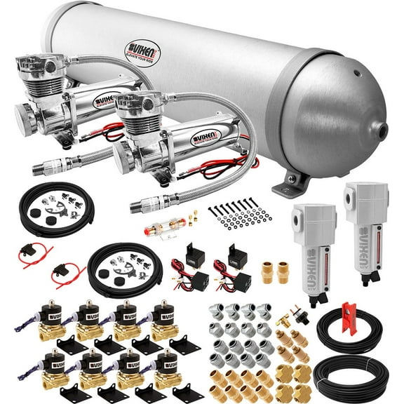 Vixen Air Suspension Kit for Truck/Car Bag/Air Ride/Spring. On Board System- Dual 200psi Compressor, 5 Gallon Aluminum Tank. For Boat Lift,Towing,Lowering,Load Leveling,Train Horn VXX1208H/4850DCF