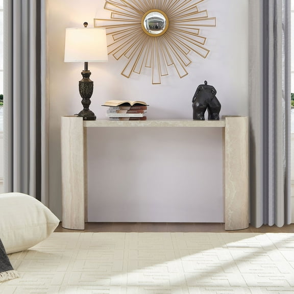 Kevinplus 53.15" Faux MARS Marble Pattern Entryway Table,Console Table for Living Room,Hallway, Entrance,Beige