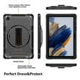 thumbnail image 5 of Decase Shockproof Case for Samsung Galaxy Tab A8 10.5" SM-X200 X205 X207, Military Grade Protection Rotating Stand Hand Strap Shoulder Strap Kids Friendly Bumper Rugged Case,Black, 5 of 9
