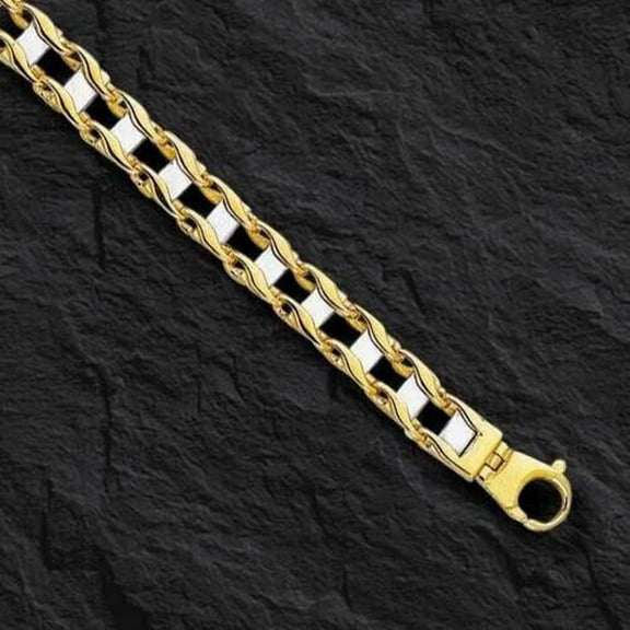 14K Two-tone Gold Railroad Link Bracelet
