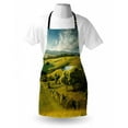 thumbnail image 3 of Green Apron Scenic Scenery Hilly Landscape with Lake and Blue Cloudy Sky Trees Meadow Countryside, Unisex Kitchen Bib Apron with Adjustable Neck for Cooking Baking Gardening, Green Blue, by Ambesonne, 3 of 3