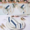 thumbnail image 2 of Navy Blue Striped Cloth Napkins, Geometric Grey White Vertical Stripes Washable and Reusable Dinner Napkins Set of 8, Table Napkin for Kitchen Party Birthday Wedding Hotel Housewarming 20"x20", 2 of 8
