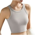 thumbnail image 3 of Jinhomg Crop Tank Top with Built in Bra for Women Causal Sleeveless Camisole Basic Solid Layer Shelf Bra Ladies Summer Outfit Beige XL, 3 of 7