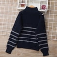 thumbnail image 3 of Otqutp Kids Boys Stripe Knit Pullover Stripe Long Sleeve Soft Warm Pullover Teens Back to School Zip-Up Sweater Size 7-16 Years, 3 of 8