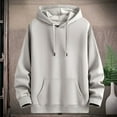 thumbnail image 3 of Men's Hoodies Fleece Lined Sweatshirts Solid Color Drawstring Hoodie Spring Fall Long Sleeve Tops Casual Hooded Pullovers with Pockets Loose Cotton Hoody Outwear for Sports Running, 3 of 7