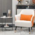 thumbnail image 5 of Magshion Accent Chair with Cushion, Leathaire Upholstered Arm Chair Reading Chair, Modern Single Sofa Chair for Bedroom, Living Room, Orange, 5 of 12