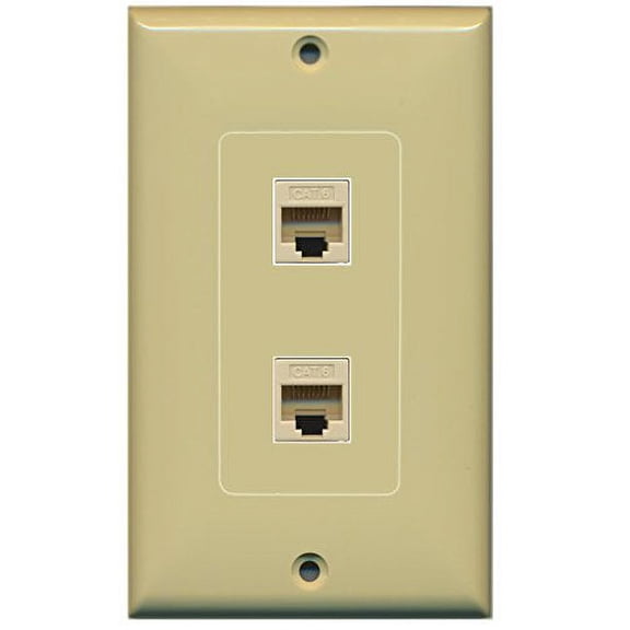 RiteAV (1 Gang Decorative 2 Cat6 Ivory Wall Plate Ivory