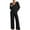 Black, variant on Lindreshi Pj Sets for Woman Women's Fashion Solid Knitted Round Neck Long Sleeve Casual Pants Set
