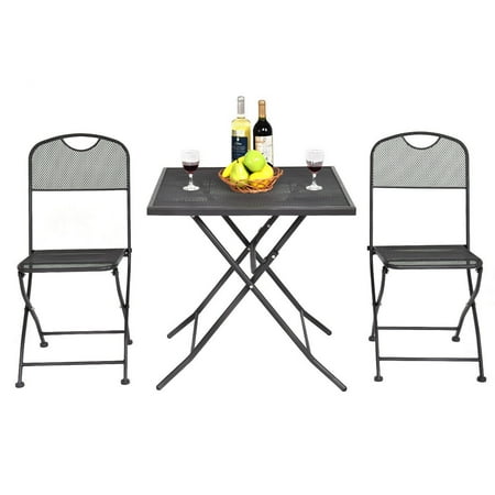 bistro patio outdoor table walmart sets 3pcs mesh frame square steel