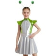thumbnail image 4 of iiniim Girls Outer Space Alien Robot Carnival Movie Party Metallic Gloss Tunic Dress with Hair Hoop Fluorescent Green 8, 4 of 7