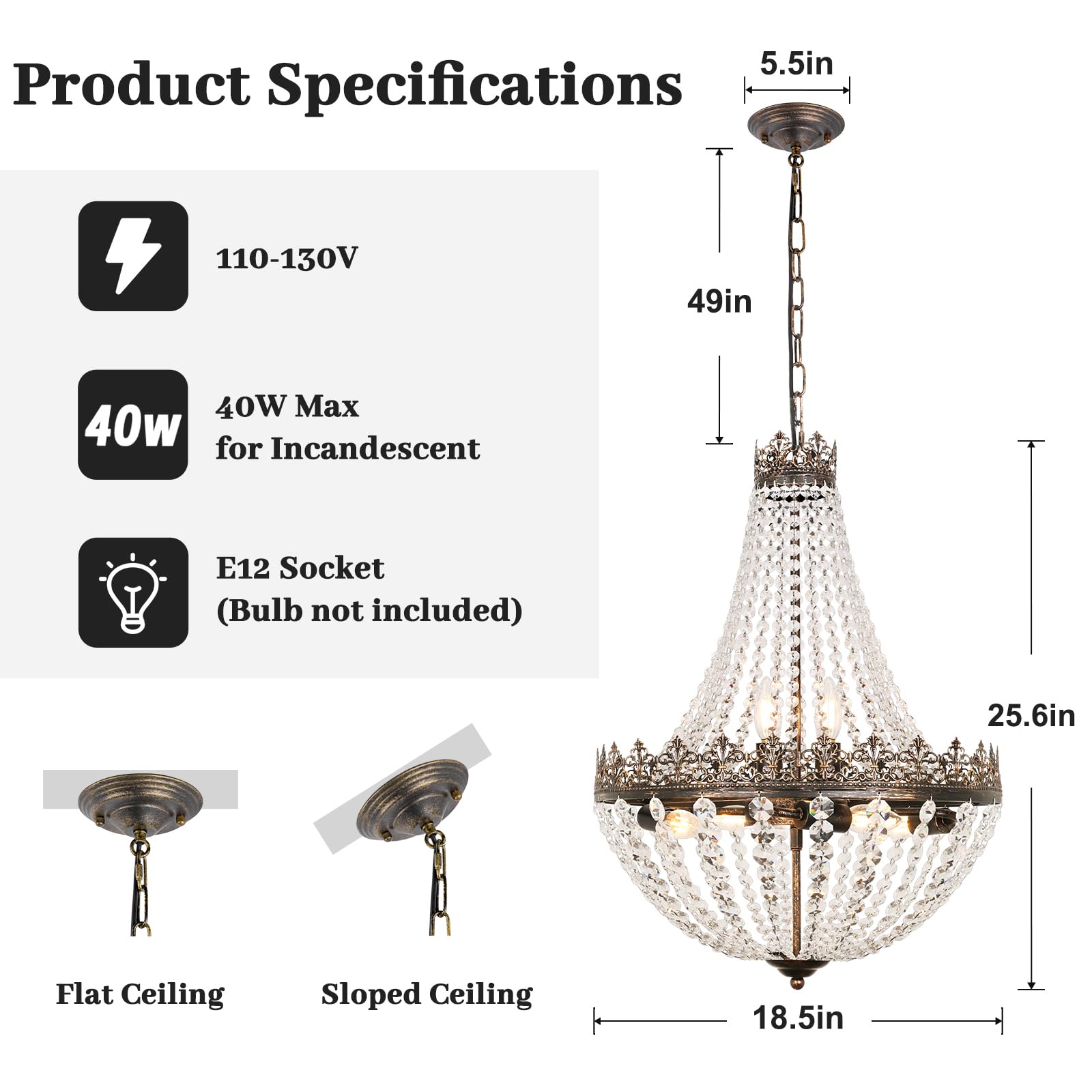 Nordic Hygge Crystal Antique French 6-Light Bedroom Chandelier