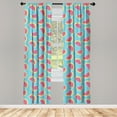 thumbnail image 4 of Ambesonne Watermelon Window Curtains, Sketch Tropical Fruits, Each 28" W x 84" L, Pastel Pink Earth Yellow, 4 of 4
