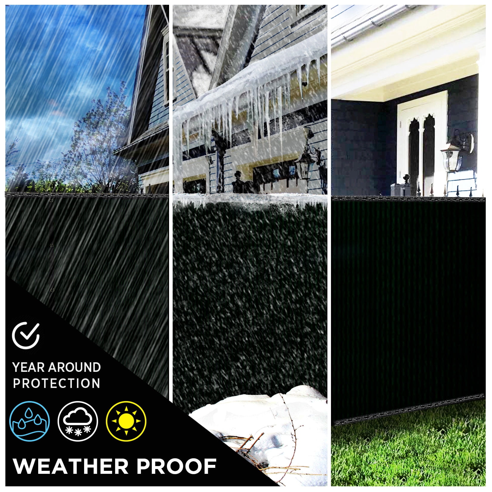 6 ft. x 50 ft. Privacy Screen Fence, Black