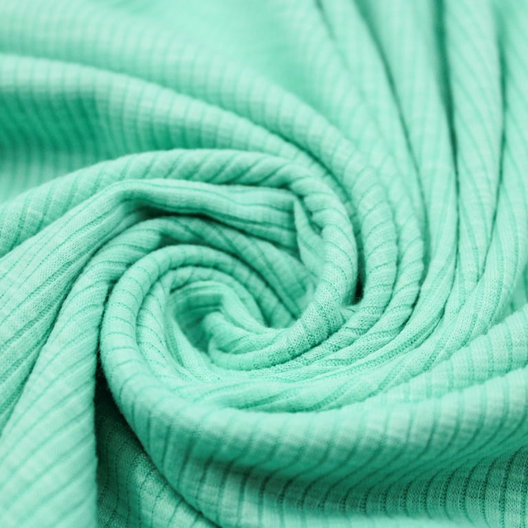 Seafoam Pale Poly Cotton Spandex 4x2 Rib Knit Fabric , DIY Projects by the  Yard