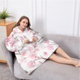 thumbnail image 5 of Oversized Wearable Blanket Hoodie,Pioneer Flower Floral Print Pattern Sherpa Blanket Hoodie with Super Pockets,Super Warm Fuzzy Pullover for Women & Men, 5 of 6