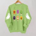 thumbnail image 7 of CYRBOKO Girls Halloween Sweatshirt, Casual Long Sleeve Pullover Crew Neck Holiday Top Green Size 7-8 T, 7 of 7