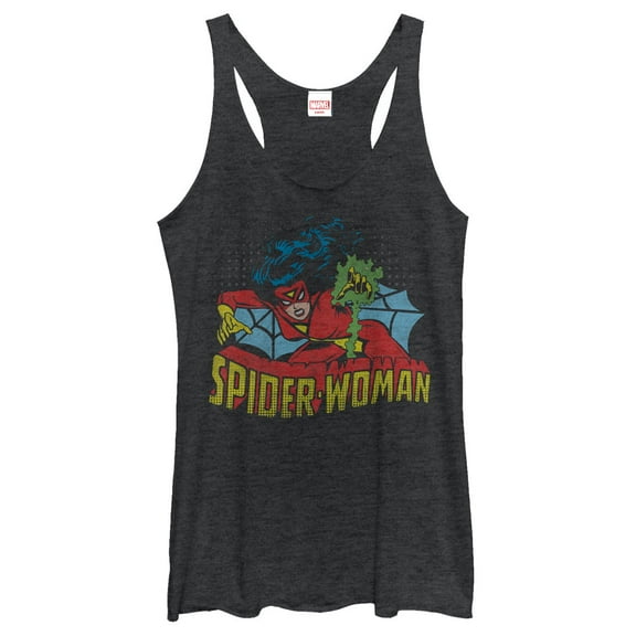 Women's Marvel Spider-Woman Venom Blasts Racerback Tank Top Black Heather Small