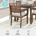 thumbnail image 5 of Martha Stewart Set of 2 Indoor-Outdoor Stackable Patio Dining Armchairs with Brown Brushed Woodgrain Aluminum Finish and Cream All-Weather Seat Cushions, 5 of 11