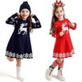 thumbnail image 3 of Generic Kids Christmas Outfits for Girls Little Christma Dress Reindeer Snowflake Xmas Gifts Knit Sweater Dresses for Fall Winter Casual Soft Comfortable Clothing(5-6 Years,Blue), 3 of 6