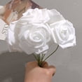thumbnail image 4 of Cabeza de flor Artificial de rosa de PE blanca con tallo, ramo de bricolaje, decoración de fiesta de boda, suministros de álbum de recortes, 50 unids/lote por paquete, 4 of 5