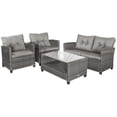 thumbnail image 1 of Outsunny 4 Pieces Patio Furniture Sets, Deluxe Outdoor Rattan Wicker Conversation Set with Chairs, Coffee Table and Cushion for Backyard Garden Poolside and Deck, Charcoal Grey, 1 of 10