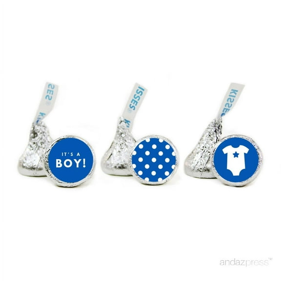 Royal Blue Boy Baby Shower Hershey´s Kisses Stickers, 216-Pack
