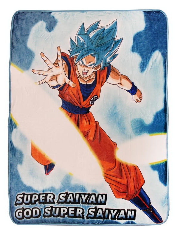 Dragon Ball Super Goku Super Saiyan Blue Fleece Throw Blanket 60 x 45 Inches 