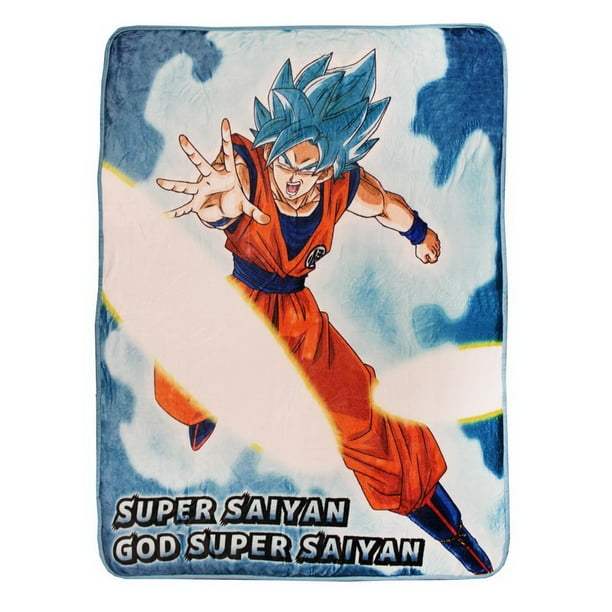 Dragon Ball Super Goku Super Saiyan Blue Fleece Throw Blanket 60 x 45