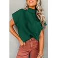 thumbnail image 2 of Versatile and Comfortable: Women's Green Short Sleeve Sweater with Ribbed Knit Texture - [ZhiHiMeRi] | (US 8-10)M,Blackish Green, 2 of 12