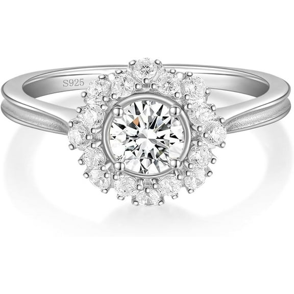 Brilliant Engagement Ring 14K White Gold Moissanite Diamond Ring 1 CT Anniversary Gift Round 4 Prong Set Comfort Fit Ring