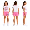 thumbnail image 2 of Real Love Girls Shorts Set - 2 Piece Stylish Knitted Short Sleeve Graphic Tees and Shorts for Girls, 2 of 7