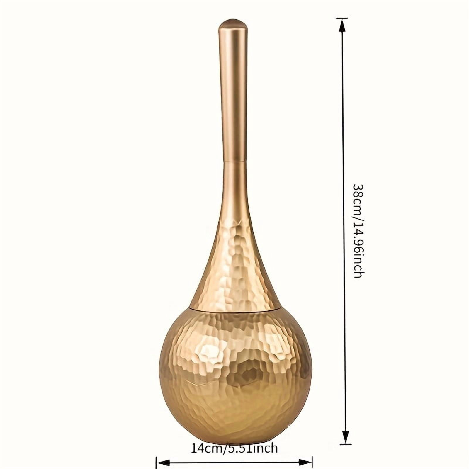 Toilet Bowl Brush Cleaner and Caddy Holder Set Toilet Scrubber for Bathroom （Gold）