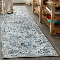 JONATHAN Y MODERN PERSIAN 2 x 8 Runner Rug, Vintage Medallion - Blue/Light Gray, MDP106A-28