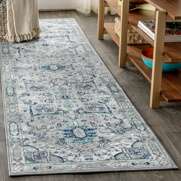 JONATHAN Y MODERN PERSIAN 2 x 8 Runner Rug, Vintage Medallion - Blue/Light Gray, MDP106A-28