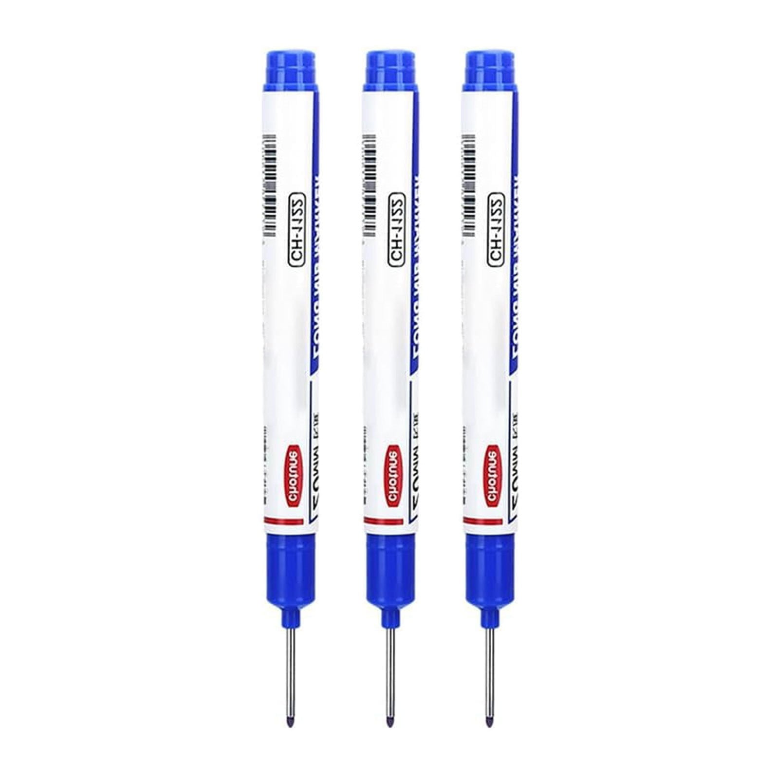 Markers, Furenl Long Head Deep Hole Marker Color Marker Woodworking Ink Marker for Bathroom Woodworking (5 Colors) 2Ml, 3X Long Markers