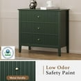 thumbnail image 6 of Heynemo Green 30" 3-Drawer Wood Dressers, Set of 2, Modern Nightstands with Storage for Bedroom or Living Room, 6 of 9