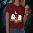 thumbnail image 2 of TOWED22 Halloween T Shirt Women Crew Neck Short Sleeve Cute Bow Ghost Graphic T Shirts - Spooky Print Loose Top Funny Fashion Clothes(Wine,XXL), 2 of 8