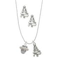 thumbnail image 1 of Delight Jewelry Silvertone Crystal Spinner Silver tone Zig Zag Christmas Tree Charm Necklace and Stud Earrings, 1 of 4