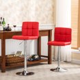 thumbnail image 2 of Roundhill Furniture PU Leather Adjustable Swivel Hydraulic Bar Stools in Red, 2 of 7