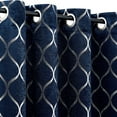 thumbnail image 4 of Pinewave Living Room Navy Window Curtains 84 inch 4 Pieces Set Mix and Match Silver Moroccan Blackout and White Sheers ,Grommet Top,52W"x84L", 4 of 6