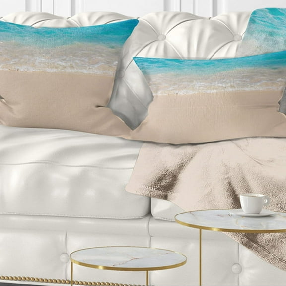 Designart 12" x 20" Blue Polyester Throw Pillow