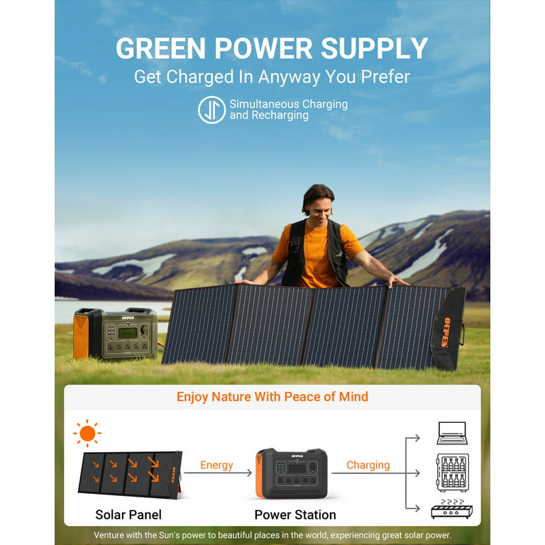 OUPES 2400W Solar Generator with 4*240w Panels Included, 2232Wh Portable Power Station w/ 5 2400W AC Outlets for Outdoors Camping RV High-Power