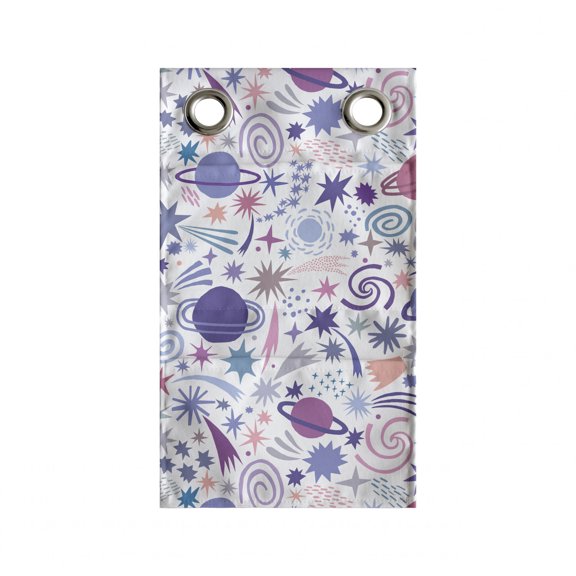 Outer Space Hanging Pocket Organizer, Continuous Pattern of Colorful Planets and Celestial Bodies, Printed Polyester Storage Bag with Pockets, 9" x 27", Multicolor