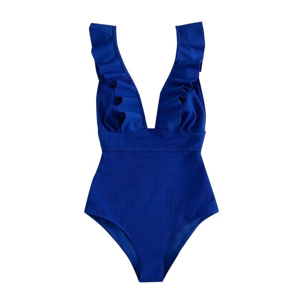 Trajes de baño de una pieza para mujer, conjuntos de bikini sin espalda con tirantes ajustables a la moda de color sólido para mujer, traje de baño para mujer