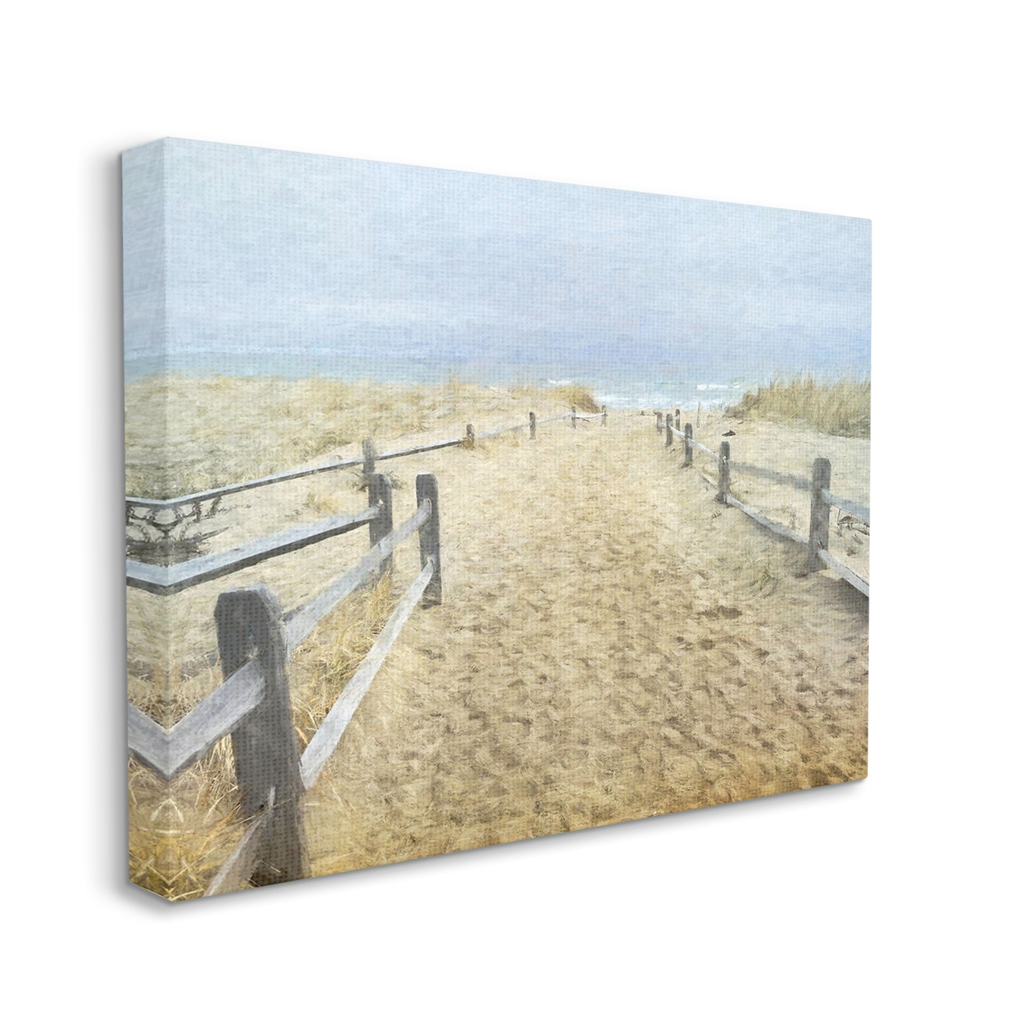 Stupell Industries Sandy Footprints Beach Boardwalk Coastal Painting Gallery Wrapped Canvas Print Wall Art