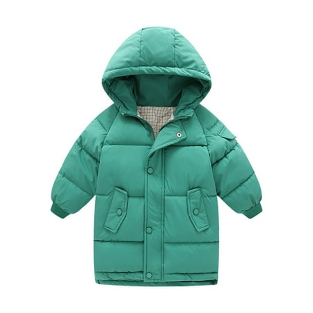 

DNDKILG Toddler Baby Boy Girl s Fall Winter Hooded Puffer Jacket Children Long Sleeve Button Up Thicken Outerwear Padded Coat Green 2Y-8Y